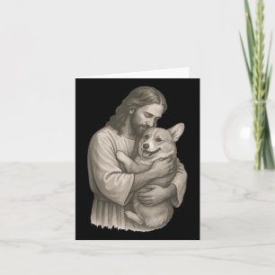 Carte Jésus tenant Corgi