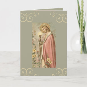 Carte Jésus tenant le calice Première communion