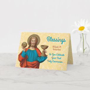 Carte Jésus tenant l'Eucharistie (SNV 050)
