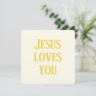 Carte Jésus vous aime | blanc cassé et or
