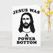Carte Jesus Was A Power Bottom Funny Pride Christmas Gag (Fleur jaune)