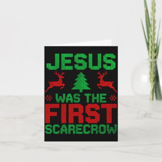 Carte Jesus Was The First-ecrow Reindeer Ugly Sweater Xm (Devant)