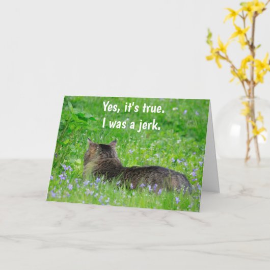 Carte J'Étais Un Jerk Cat Excuses (Fleur jaune)