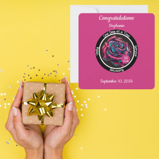 Carte Jeton de Sobriété Rose | Récupération en 12 Étapes