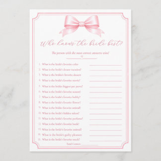 Carte Jeu amusant de fête de mariage modifiable Qui conn