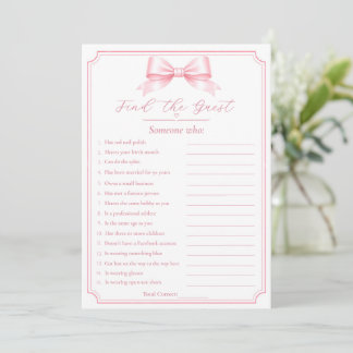 Carte Jeu amusant de recherche de l'invité pour une douc