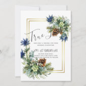 Carte Jeu bleu d'hiver Eucalyptus Mariage Wonderland (Devant)