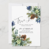 Carte Jeu bleu d'hiver Eucalyptus Mariage Wonderland (Devant)