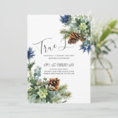 Carte Jeu bleu d'hiver Eucalyptus Mariage Wonderland (Debout devant)
