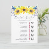 Carte Jeu de Baby Shower Double Face Flowerfields (Debout devant)