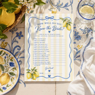 Carte Jeu de Baby Shower Italien - Connaissez la Mariée