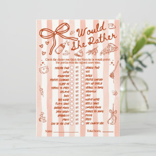 Carte Jeu de Baby Shower "Préférerait-Elle" en Rouge