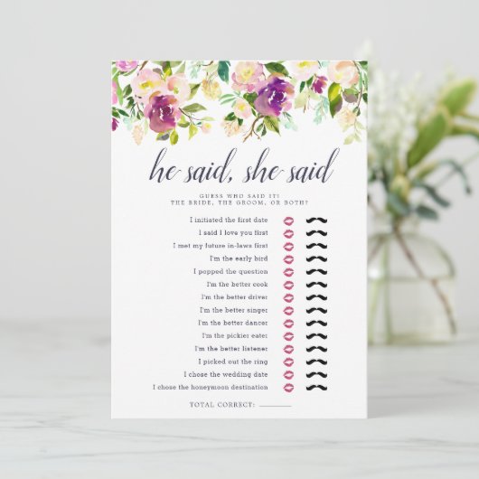 Carte Jeu de Baby Shower Recto-Verso Vibrant Bloom (Debout devant)