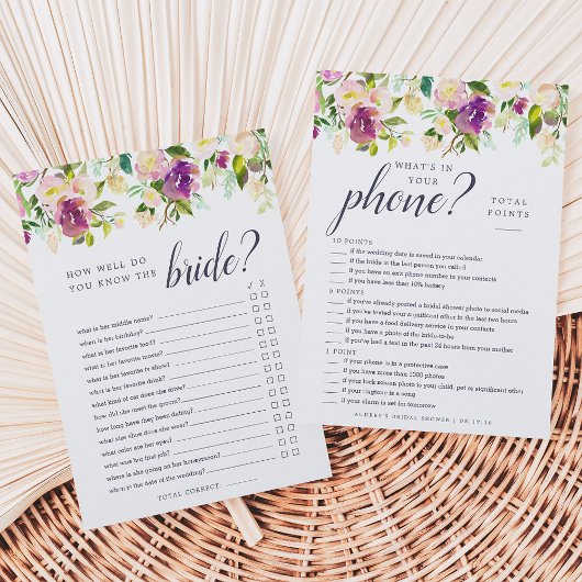 Carte Jeu de Baby Shower Recto-Verso Vibrant Bloom