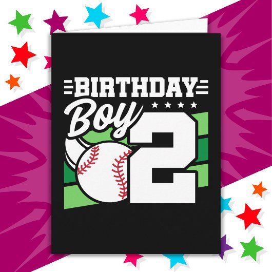 Carte Jeu de baseball 2 ans Thème 2ème anniversaire Garç