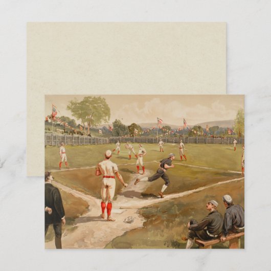 Carte Jeu de baseball vintage des années 1800 (Devant / Derrière)
