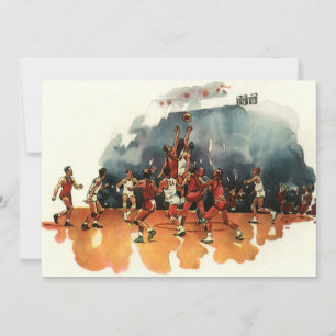 Carte Jeu De Basketball vintage, Joueurs De Basketball