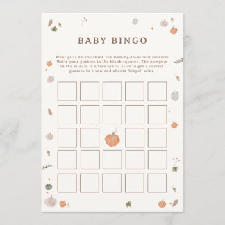 Carte Jeu de bingo bébé petite citrouille pour baby show