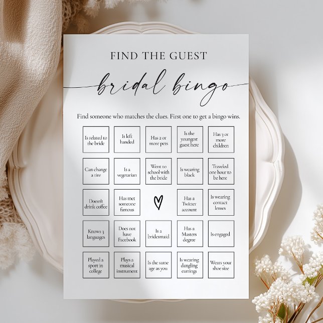 Carte Jeu de Bingo Moderne pour Trouver l'Invité à la Fê (Créateur téléchargé)