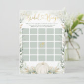 Carte Jeu de bingo nuptiale | Fall Greenery Gold Citroui (Debout devant)
