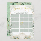 Carte Jeu de bingo nuptiale | Fall Greenery Gold Citroui (Devant / Derrière)