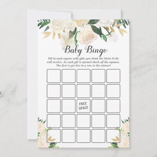 Carte Jeu de bingo pour Baby Shower sur le thème de la r (Devant)