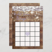 Carte Jeu de Bingo pour une Fête de Mariage Rustique (Devant / Derrière)