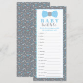 Carte Jeu De Brouillard, Jeu De Baby shower, Petit Homme (Devant / Derrière)