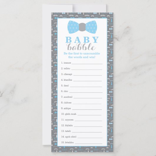 Carte Jeu De Brouillard, Jeu De Baby shower, Petit Homme (Devant)