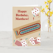 Carte Jeu de Cribbage thème message personnalisé Anniver (Fleur jaune)