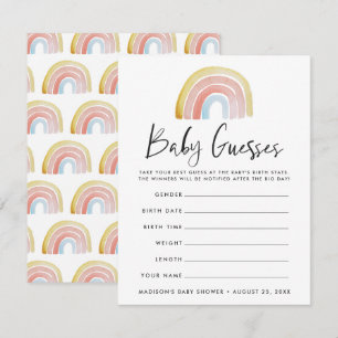 Carte Jeu de devinette de baby shower arc-en-ciel aquare