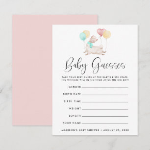 Carte Jeu de devinette pour Baby Shower Douce Lama