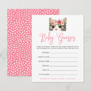 Carte Jeu de devinette pour Baby Shower Kitty Aquarelle