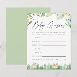 Carte Jeu de devinette pour Baby Shower sur le thème des