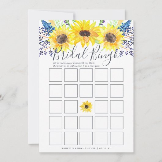 Carte Jeu de double face pour la douche de mariée Flower (Devant)