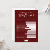 Carte Jeu de douche de mariage téléchargeable Faits sur (Devant/Arrière en situation)
