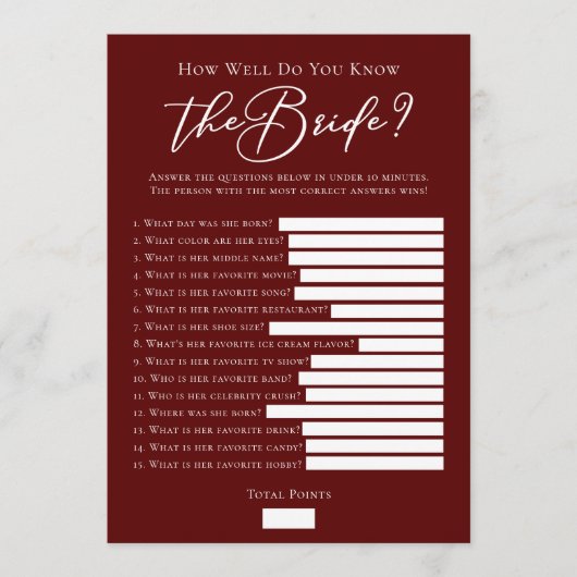 Carte Jeu de douche de mariage téléchargeable Faits sur (Devant)
