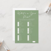 Carte Jeu de douche de mariée téléchargeable Sac Vert Sa (Devant/Arrière en situation)