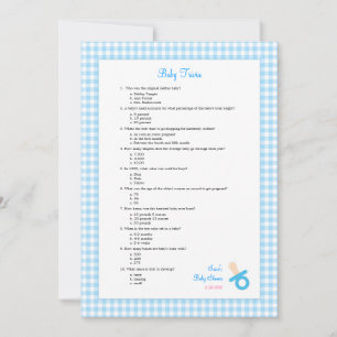 Carte Jeu de douche En vichy trivia bleu 5x7