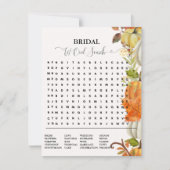 Carte Jeu de douche nuptiale chute citrouille mot de rec (Devant)