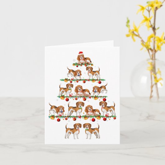 Carte Jeu de famille fixe Noël correspondant Chien Beagl (Fleur jaune)