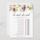 Carte Jeu de fête de douche de mariée recto-verso Vibran (Devant)