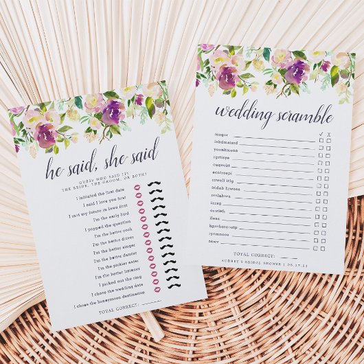 Carte Jeu de fête de douche de mariée recto-verso Vibran