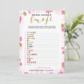 Carte Jeu de fête de mariage Emoji Pictionary | Floral r (Debout devant)