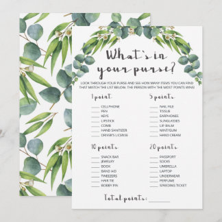 Carte Jeu de Fête des mariées Feuille Eucalyptus moderne