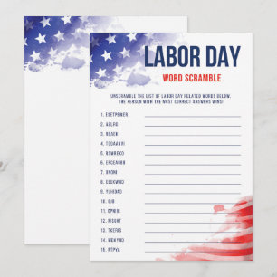 Carte Jeu De Fête Du Travail Aux Etats-Unis Pour Les Enf