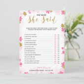 Carte Jeu de Fleurs de Mariage  "Il a Dit Elle a Dit" (Debout devant)