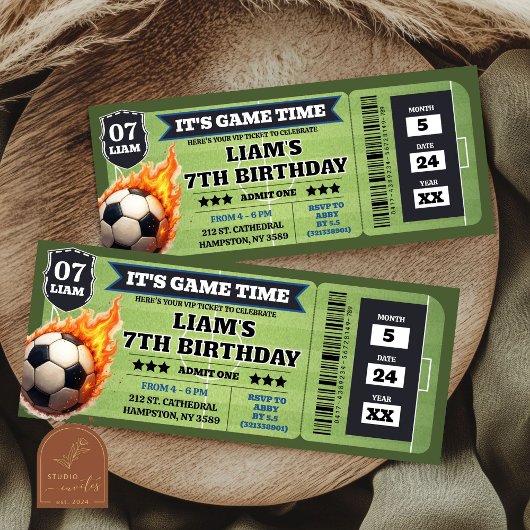 Carte Jeu de football Anniversaire Billet garçon