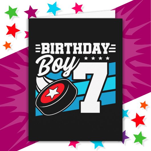 Carte Jeu de hockey 7 ans Thème 7ème anniversaire garçon