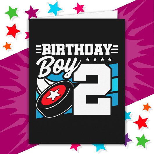 Carte Jeu de hockey de 2 ans Thème 2ème anniversaire gar